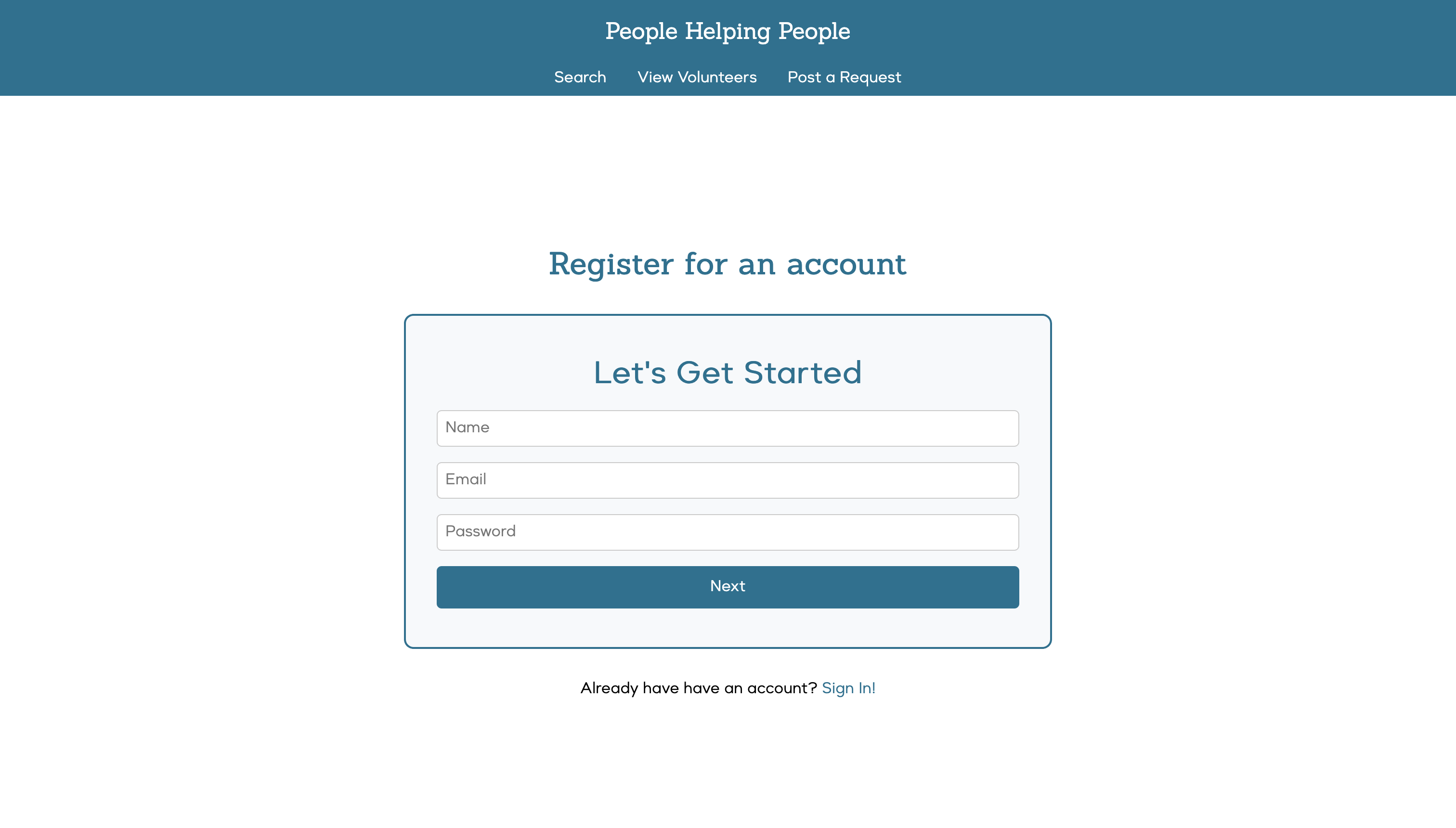 The register page of People Helping People